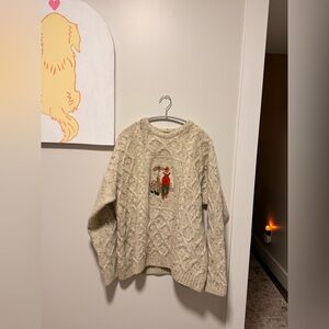 Acorn Beige Sweater with Festive Embroidery